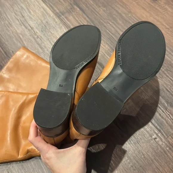 Michael Kors Genuine Leather Hamilton Riding Brown Leather Knee-High Boots - Picture 7 of 12